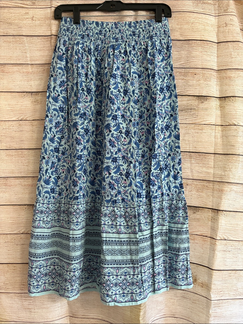J.Jill Blue Floral Tiered Maxi Skirt